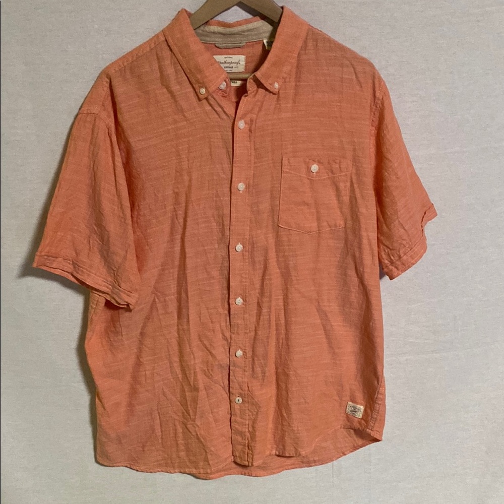 Weatherproof Vintage Country Twill Orange /Peachy Casual Button Down Shirt